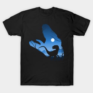 Velociraptor sunset silhouette T-Shirt